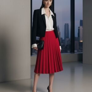 Vtg Jazzie Scarlet Pleated Knee Length Skirt Size S-M Preppy Frenchgirl